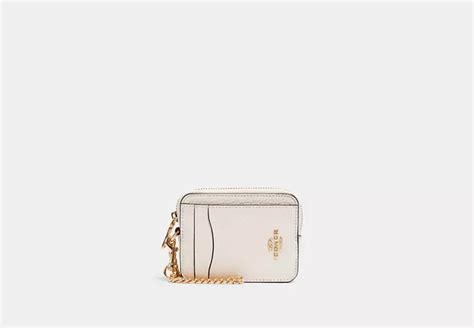 coach boxed metallic leather zip card case|coach outlet zip pocket.